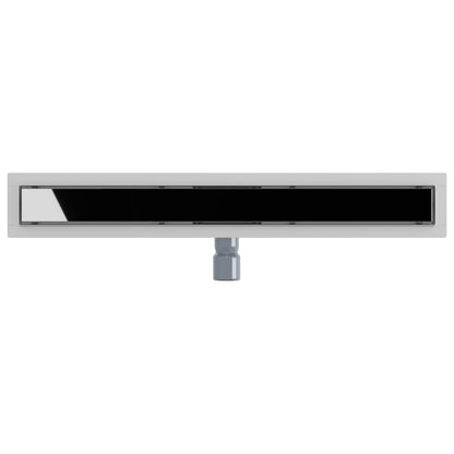 vidaXL Shower Drain with Glass Cover Black 80 cm Stainless Steel 304