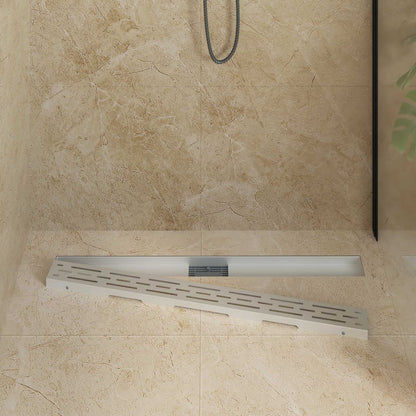 vidaXL Shower Drain with Line Design Silver 90 cm Stainless Steel 304