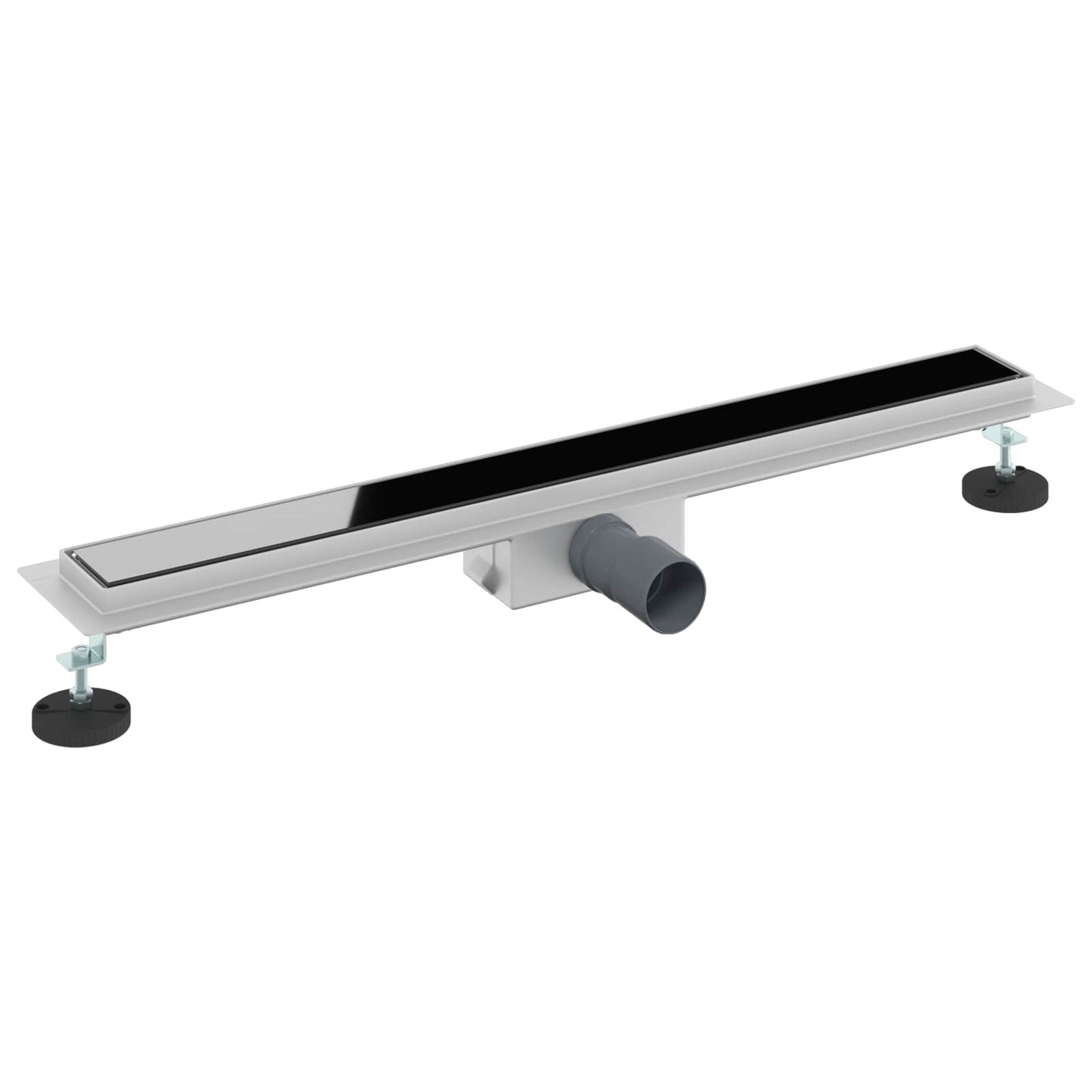 vidaXL Shower Drain with Glass Cover Black 70 cm Stainless Steel 304