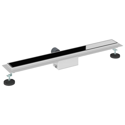 vidaXL Shower Drain with Glass Cover Black 70 cm Stainless Steel 304