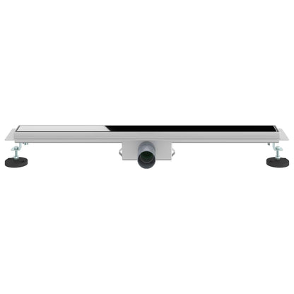 vidaXL Shower Drain with Glass Cover Black 70 cm Stainless Steel 304