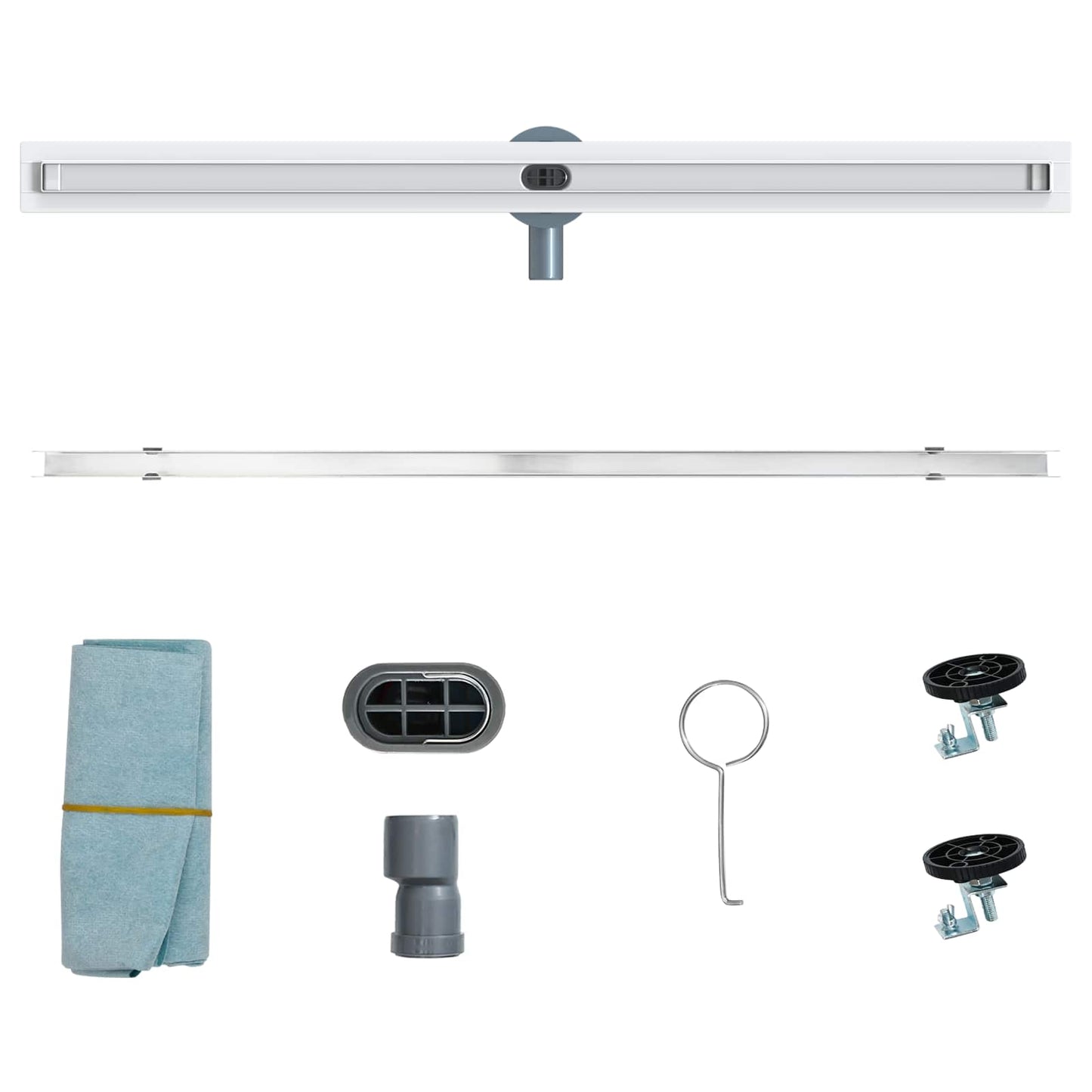 vidaXL 360° Shower Drain with Slim Model Silver 100 cm