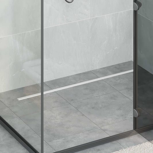 vidaXL 360° Shower Drain with Slim Model Silver 100 cm