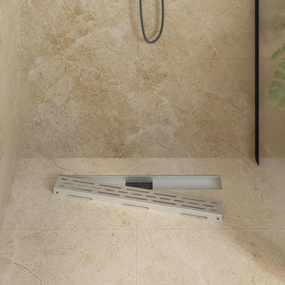 vidaXL Shower Drain with Line Design Silver 70 cm Stainless Steel 304