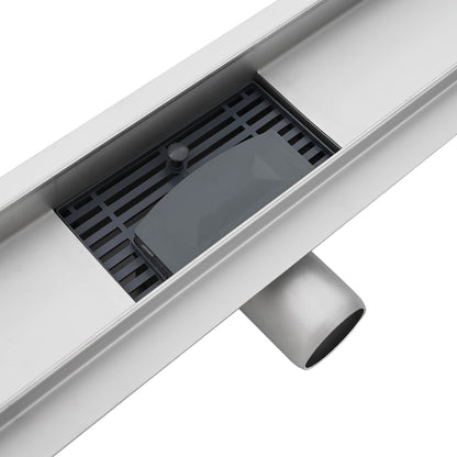 vidaXL Shower Drain with Glass Cover Black 100 cm Stainless Steel 304