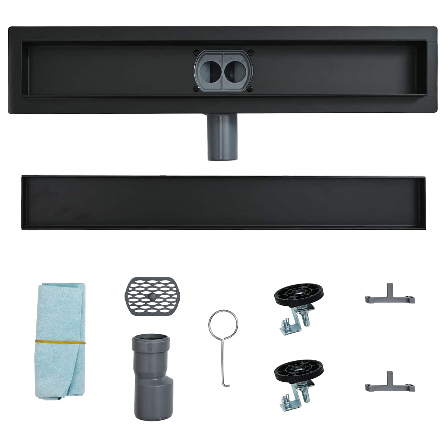 vidaXL Shower Drain 2-in-1 with 360° Siphon Black 50 cm