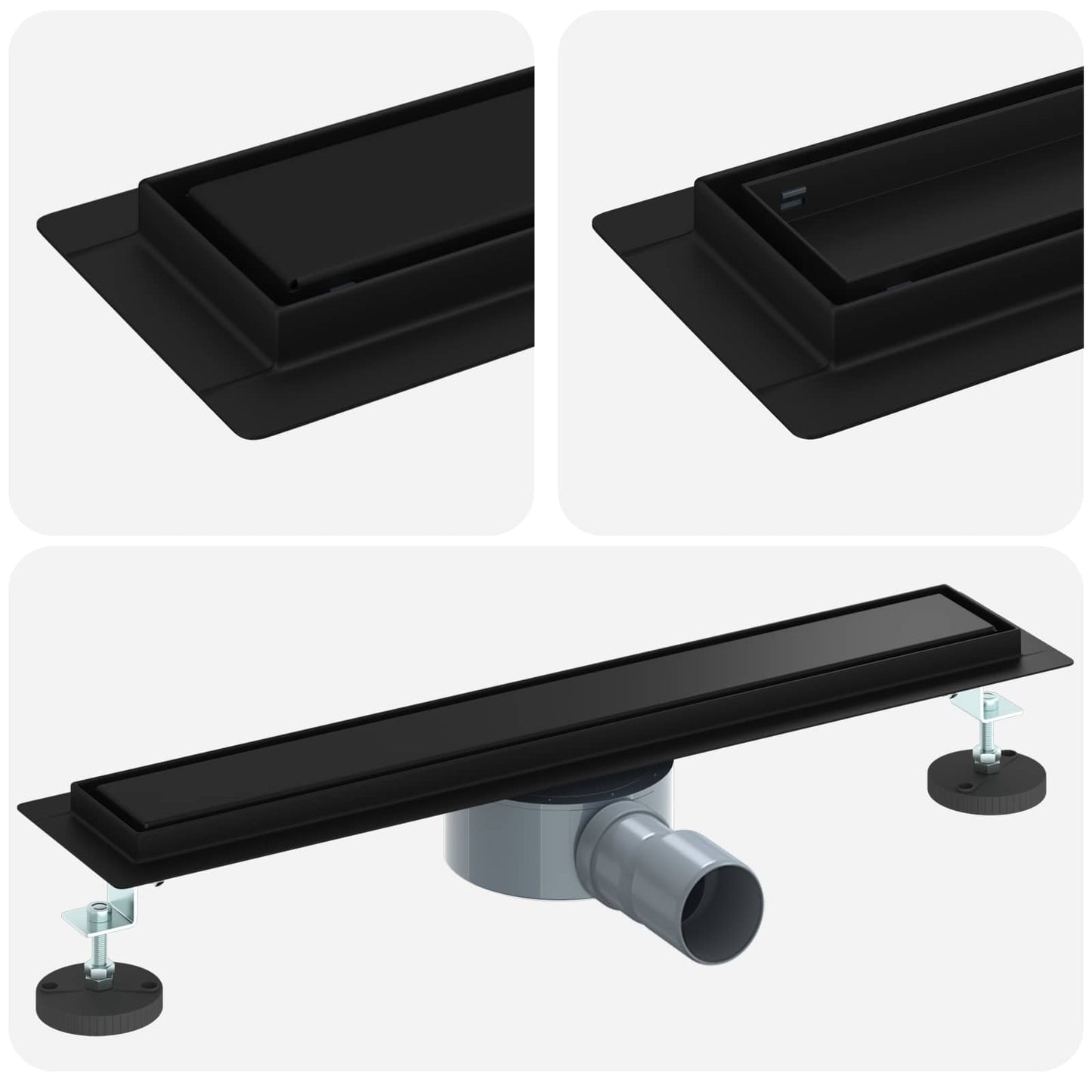 vidaXL Shower Drain 2-in-1 with 360° Siphon Black 50 cm
