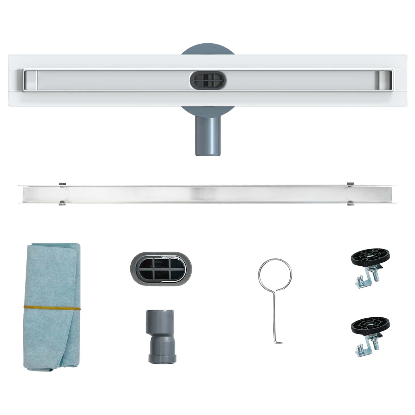 vidaXL 360° Shower Drain with Slim Model Silver 50 cm