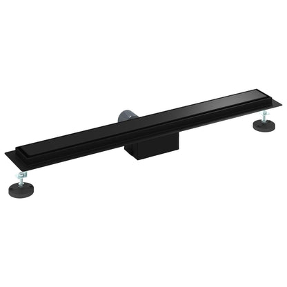 vidaXL 2 in 1 Shower Drain Black 70 cm Stainless Steel 304