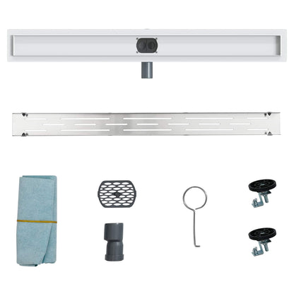 vidaXL Shower Drain Line Design with 360° Siphon Silver 90 cm