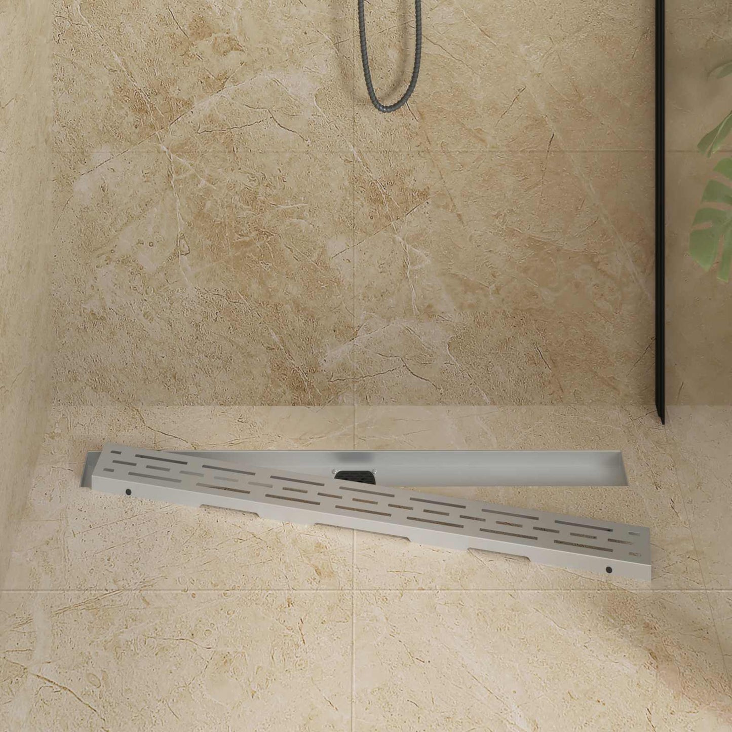 vidaXL Shower Drain Line Design with 360° Siphon Silver 90 cm