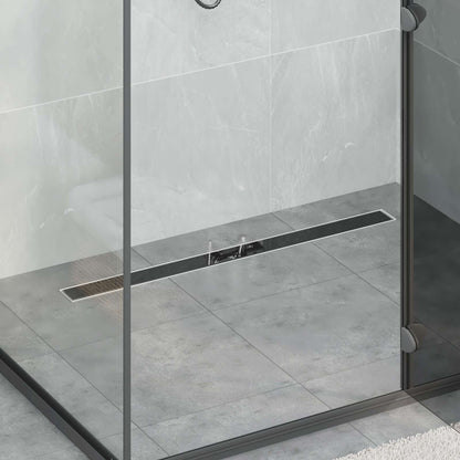 vidaXL Shower Drain with Glass Cover Black 90 cm Stainless Steel 304