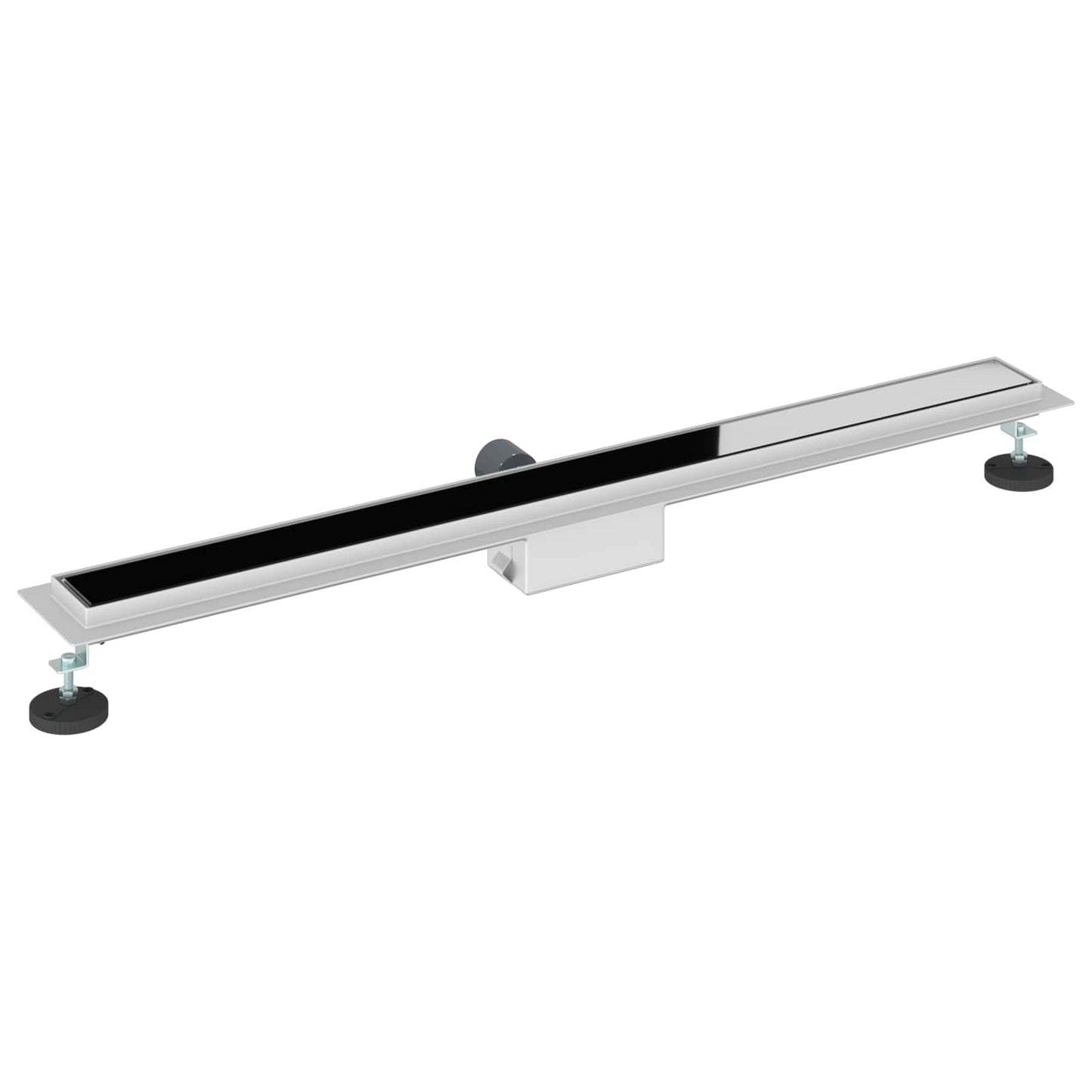 vidaXL Shower Drain with Glass Cover Black 90 cm Stainless Steel 304