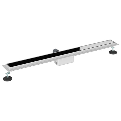 vidaXL Shower Drain with Glass Cover Black 90 cm Stainless Steel 304