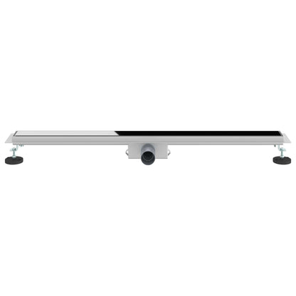 vidaXL Shower Drain with Glass Cover Black 90 cm Stainless Steel 304