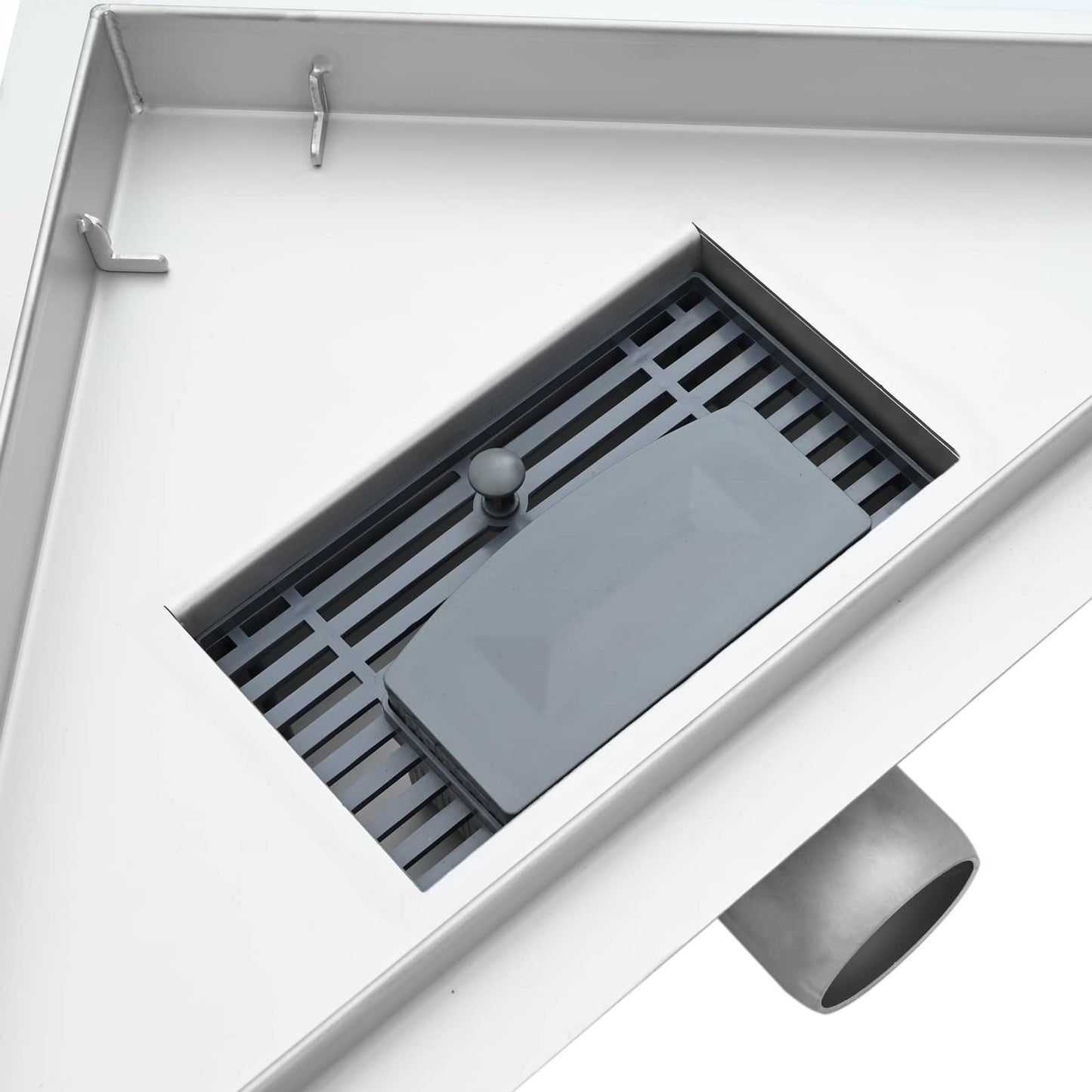vidaXL 2 in 1 Triangle Shower Drain Silver 32 x 32 x 7.5 cm