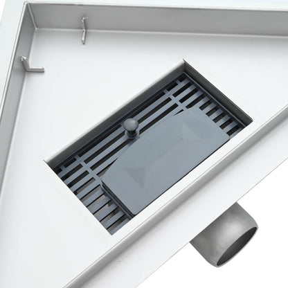 vidaXL 2 in 1 Triangle Shower Drain Silver 32 x 32 x 7.5 cm