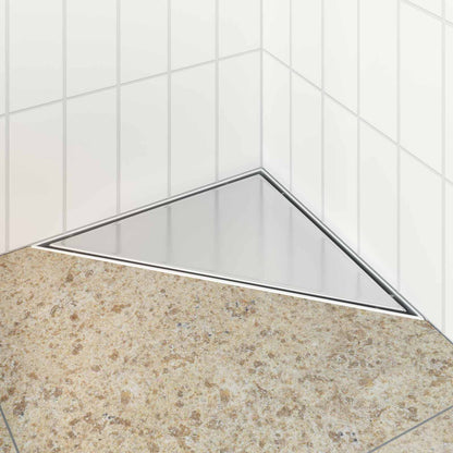 vidaXL 2 in 1 Triangle Shower Drain Silver 32 x 32 x 7.5 cm