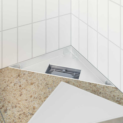 vidaXL 2 in 1 Triangle Shower Drain Silver 32 x 32 x 7.5 cm