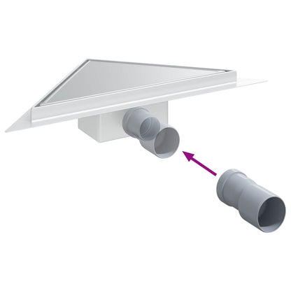 vidaXL 2 in 1 Triangle Shower Drain Silver 32 x 32 x 7.5 cm