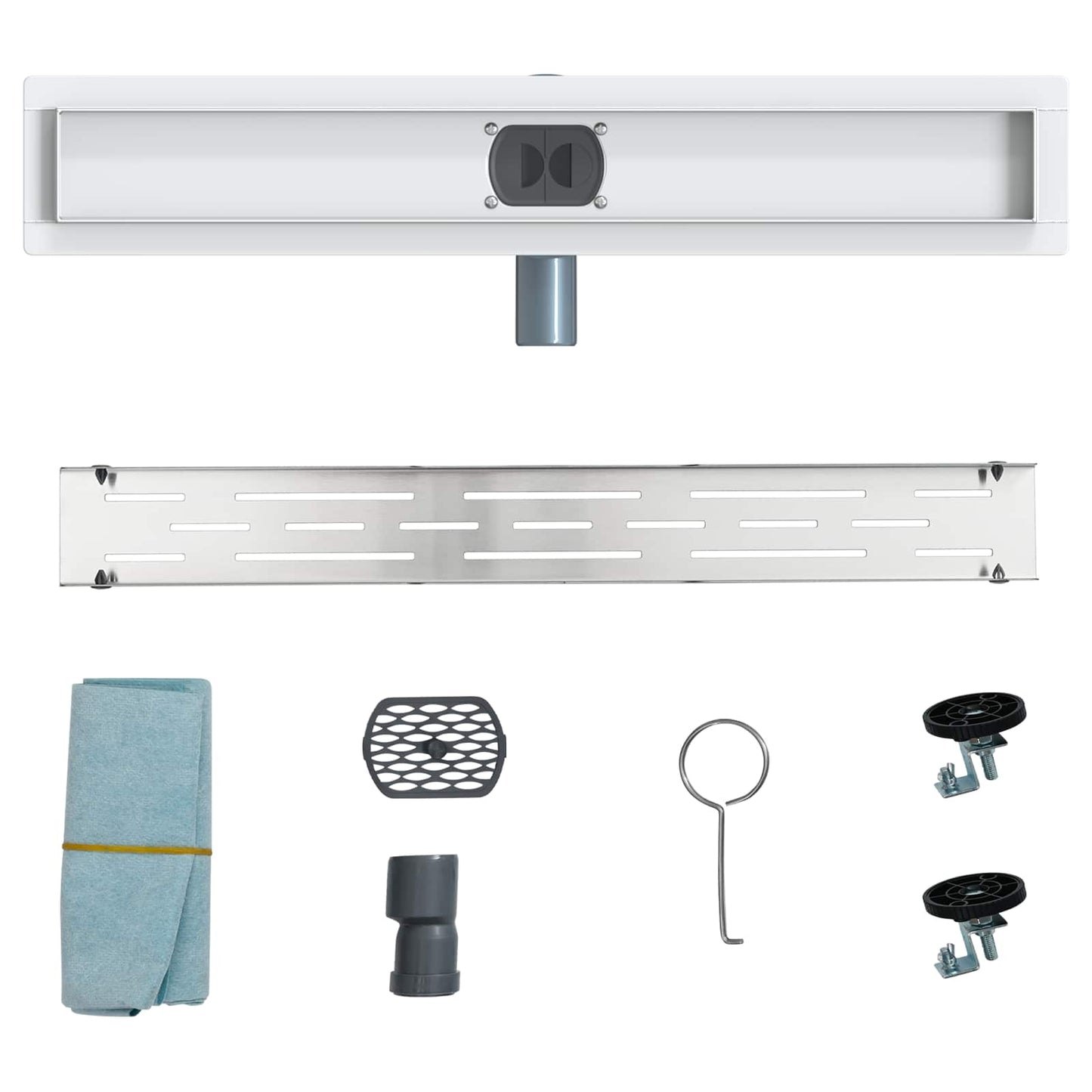 vidaXL Shower Drain Line Design with 360° Siphon Silver 60 cm