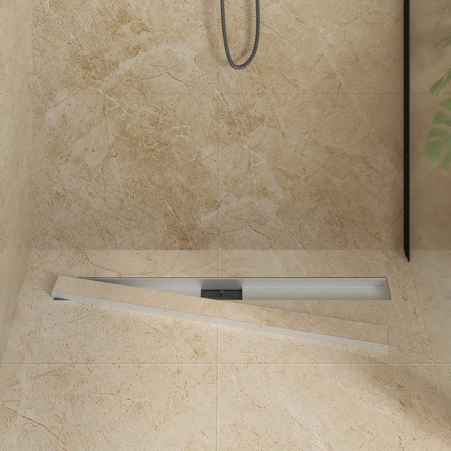 vidaXL 2 in 1 Shower Drain Silver 100 cm Stainless Steel 304