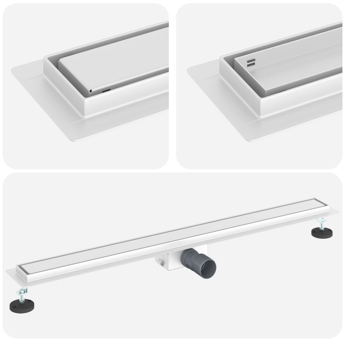 vidaXL 2 in 1 Shower Drain Silver 100 cm Stainless Steel 304
