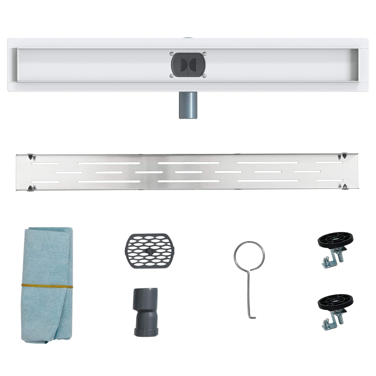 vidaXL Shower Drain Line Design with 360° Siphon Silver 70 cm
