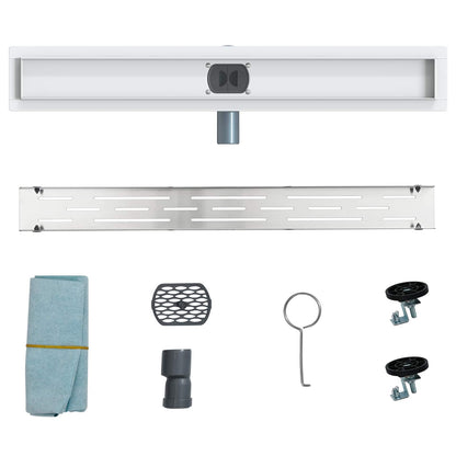 vidaXL Shower Drain Line Design with 360° Siphon Silver 70 cm