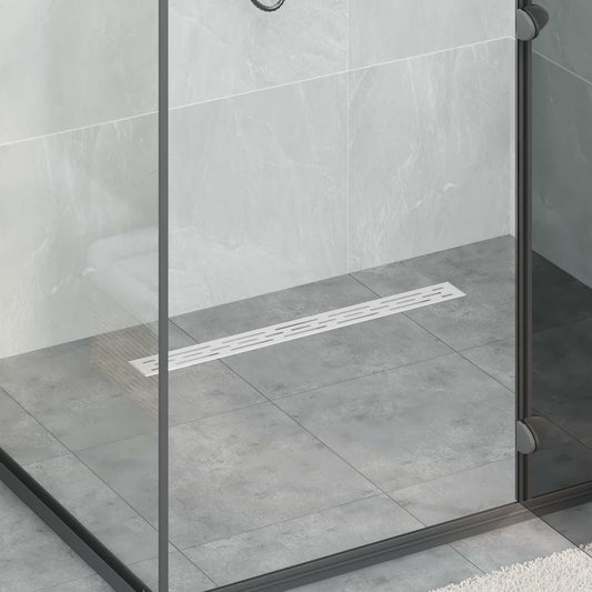 vidaXL Shower Drain Line Design with 360° Siphon Silver 70 cm