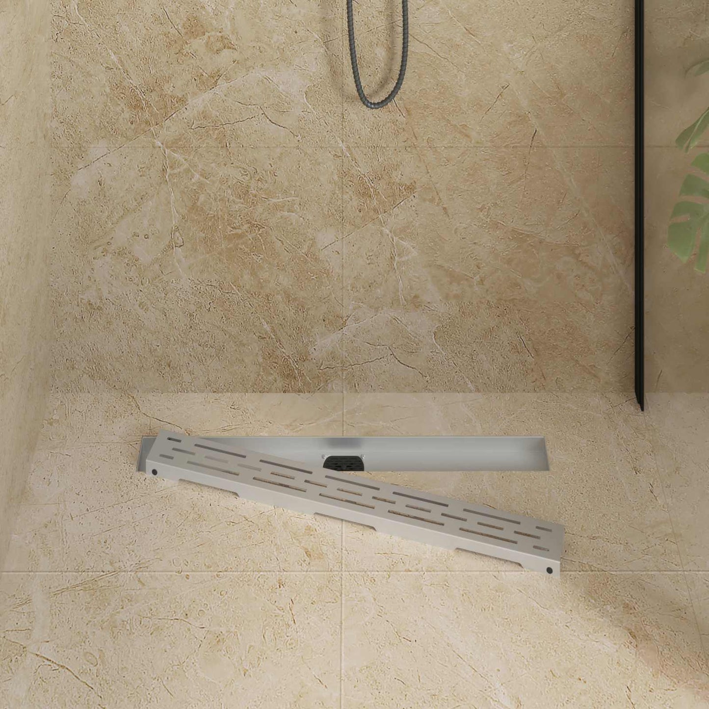 vidaXL Shower Drain Line Design with 360° Siphon Silver 70 cm