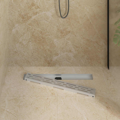 vidaXL Shower Drain Line Design with 360° Siphon Silver 70 cm