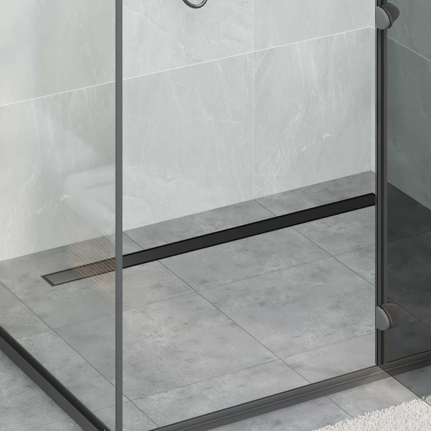 vidaXL Shower Drain 2-in-1 with 360° Siphon Black 100 cm