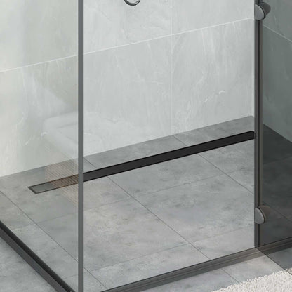 vidaXL Shower Drain 2-in-1 with 360° Siphon Black 100 cm