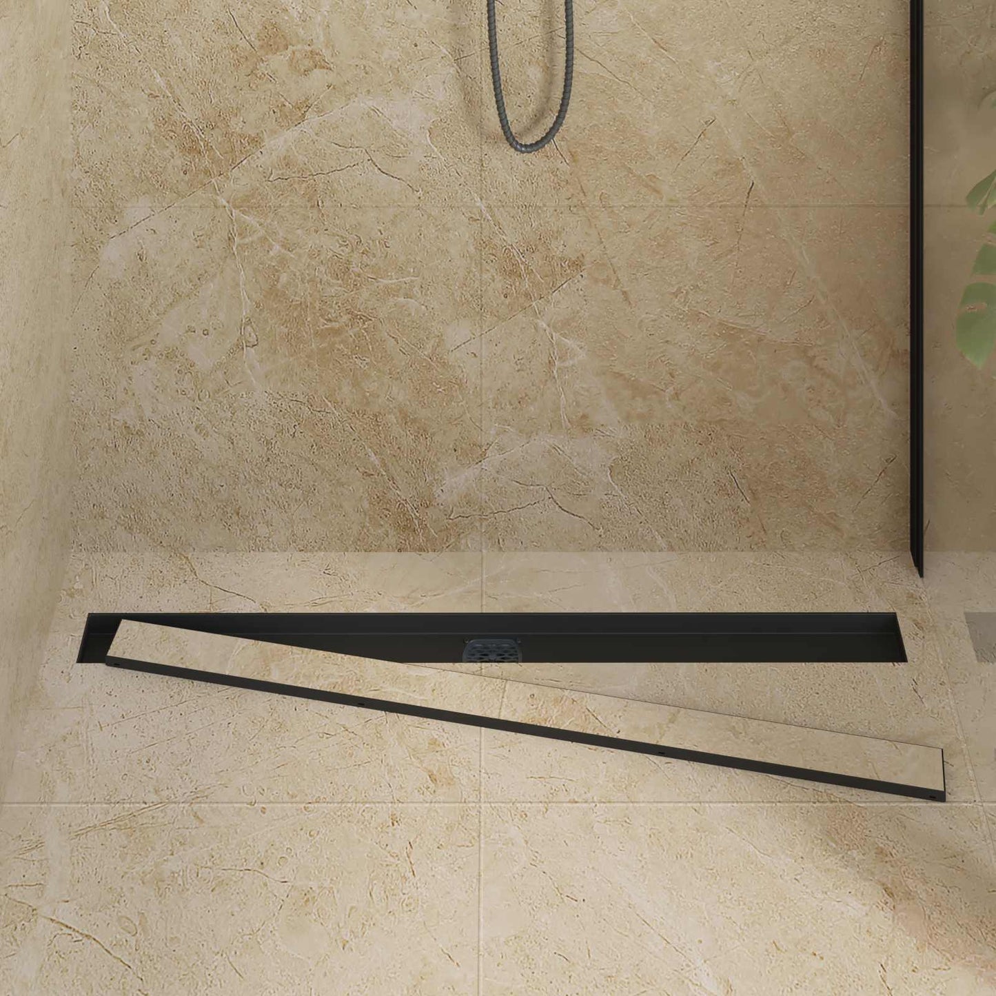vidaXL Shower Drain 2-in-1 with 360° Siphon Black 100 cm