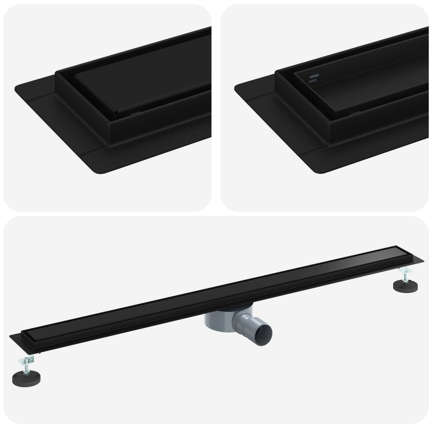 vidaXL Shower Drain 2-in-1 with 360° Siphon Black 100 cm