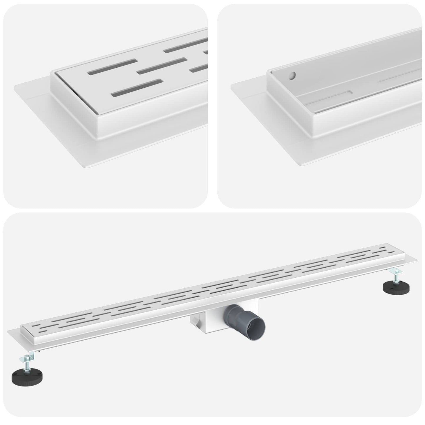 vidaXL Shower Drain with Line Design Silver 100 cm Stainless Steel 304