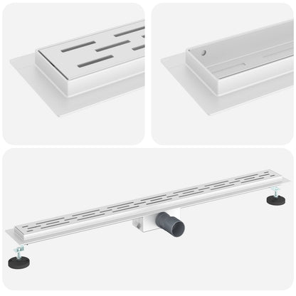 vidaXL Shower Drain with Line Design Silver 100 cm Stainless Steel 304