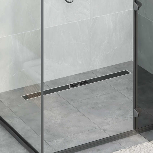 vidaXL Shower Drain Glass Cover with 360° Siphon Black 90 cm