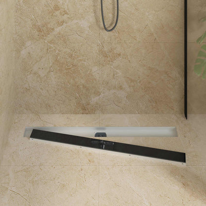 vidaXL Shower Drain Glass Cover with 360° Siphon Black 90 cm