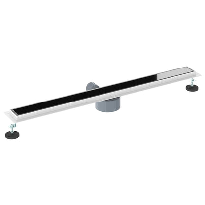 vidaXL Shower Drain Glass Cover with 360° Siphon Black 90 cm