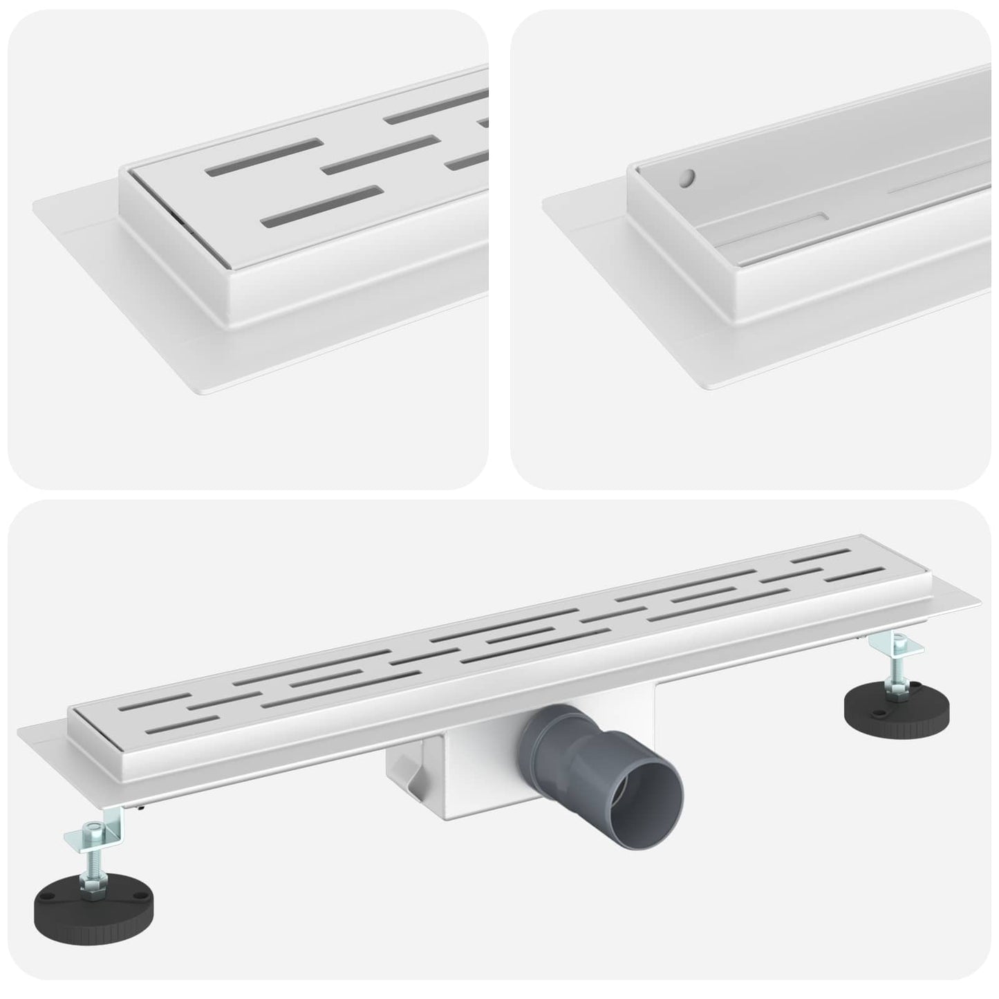 vidaXL Shower Drain with Line Design Silver 60 cm Stainless Steel 304