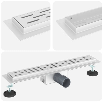 vidaXL Shower Drain with Line Design Silver 60 cm Stainless Steel 304