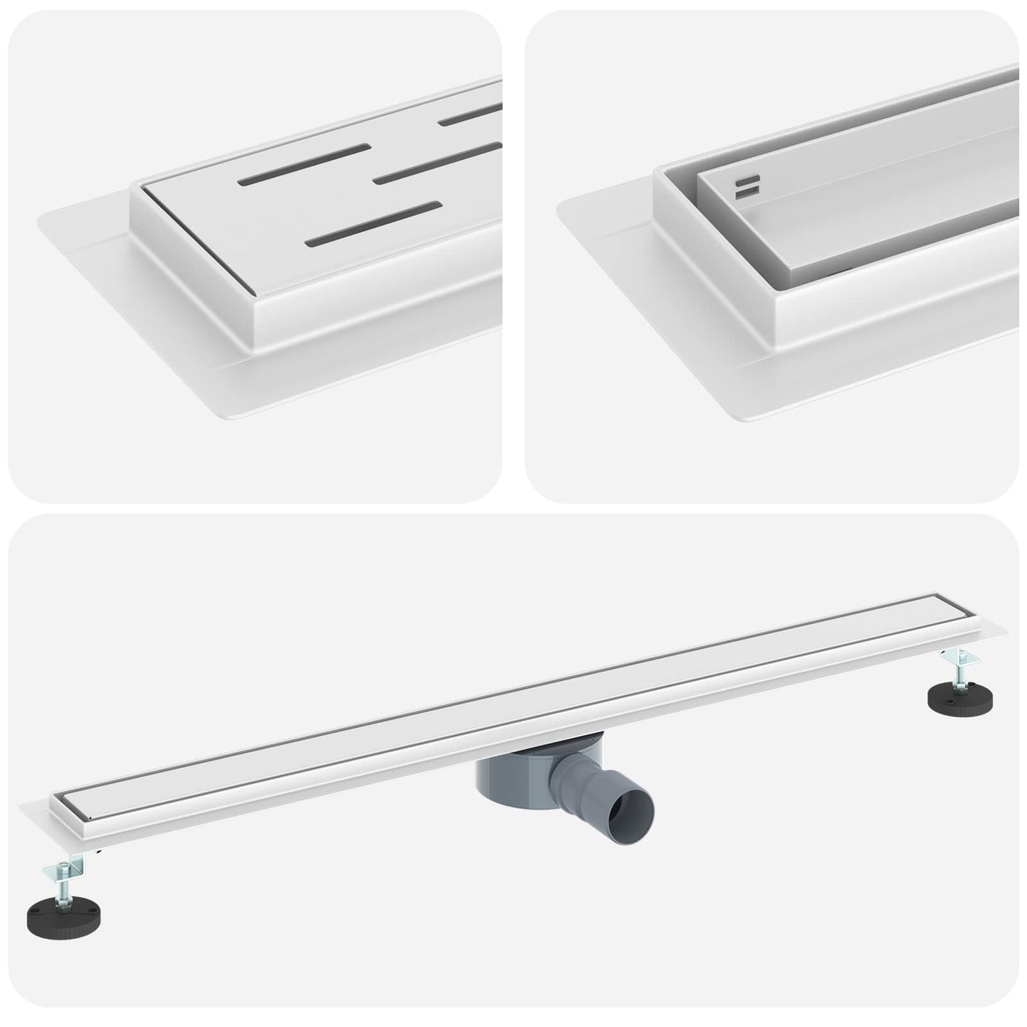 vidaXL Shower Drain 2-in-1 with 360° Siphon Silver 90 cm
