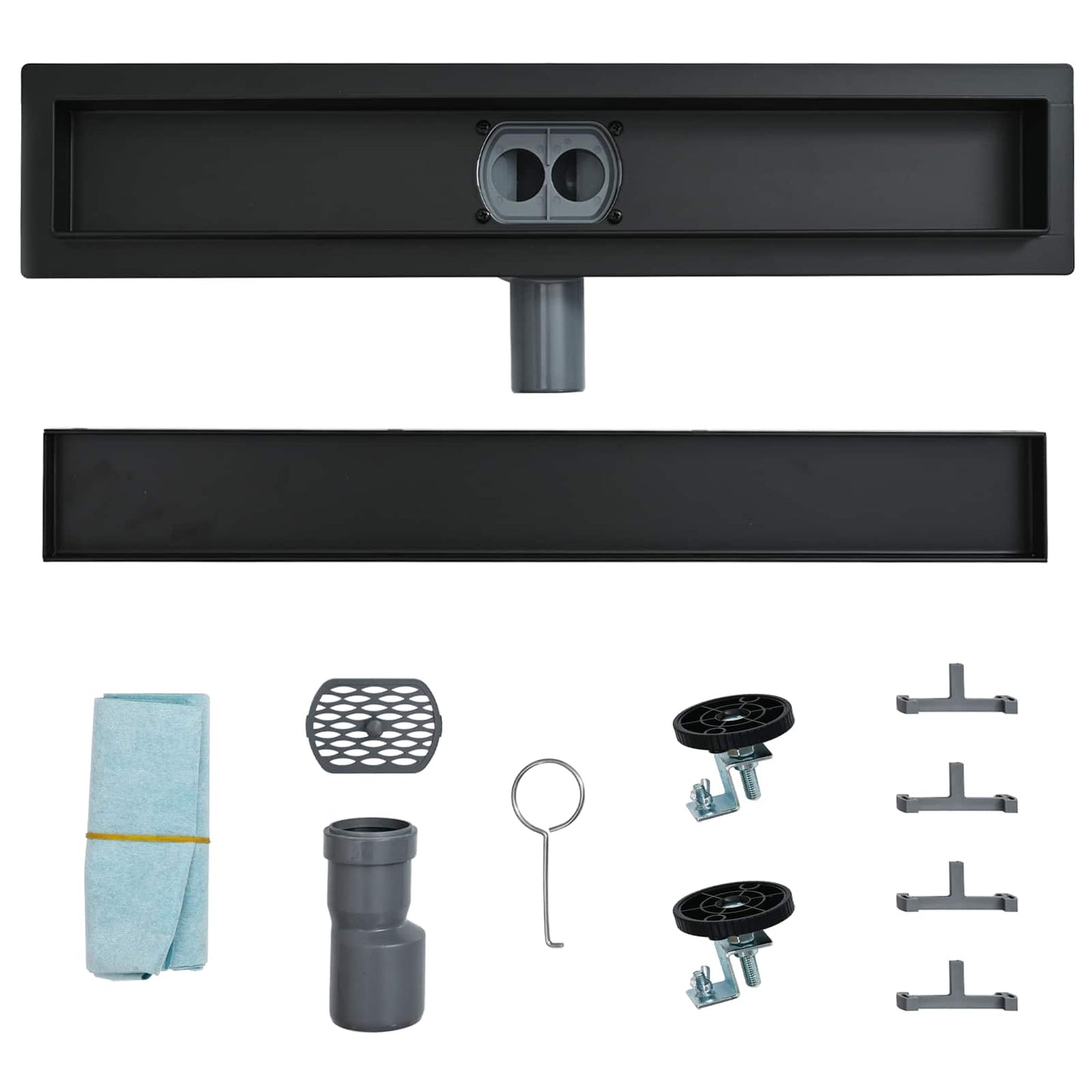 vidaXL Shower Drain 2-in-1 with 360° Siphon Black 70 cm