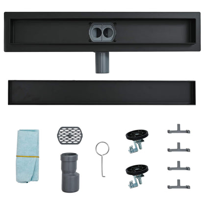 vidaXL Shower Drain 2-in-1 with 360° Siphon Black 70 cm