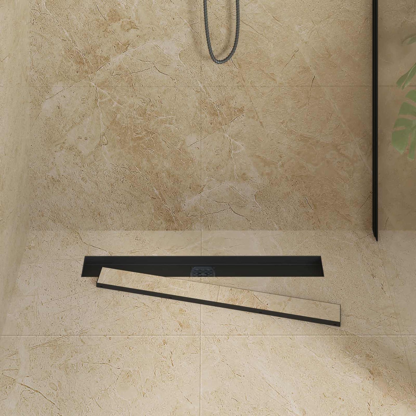 vidaXL Shower Drain 2-in-1 with 360° Siphon Black 70 cm
