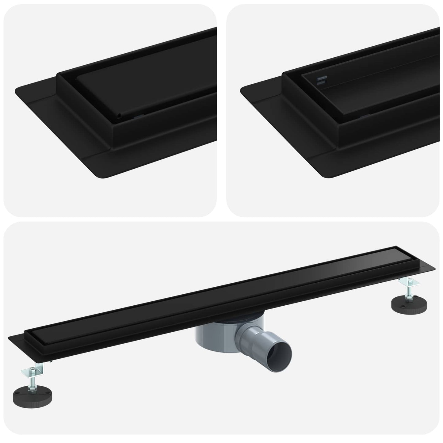 vidaXL Shower Drain 2-in-1 with 360° Siphon Black 70 cm