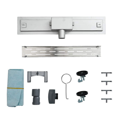 vidaXL Shower Drain with Line Design Silver 50 cm Stainless Steel 304