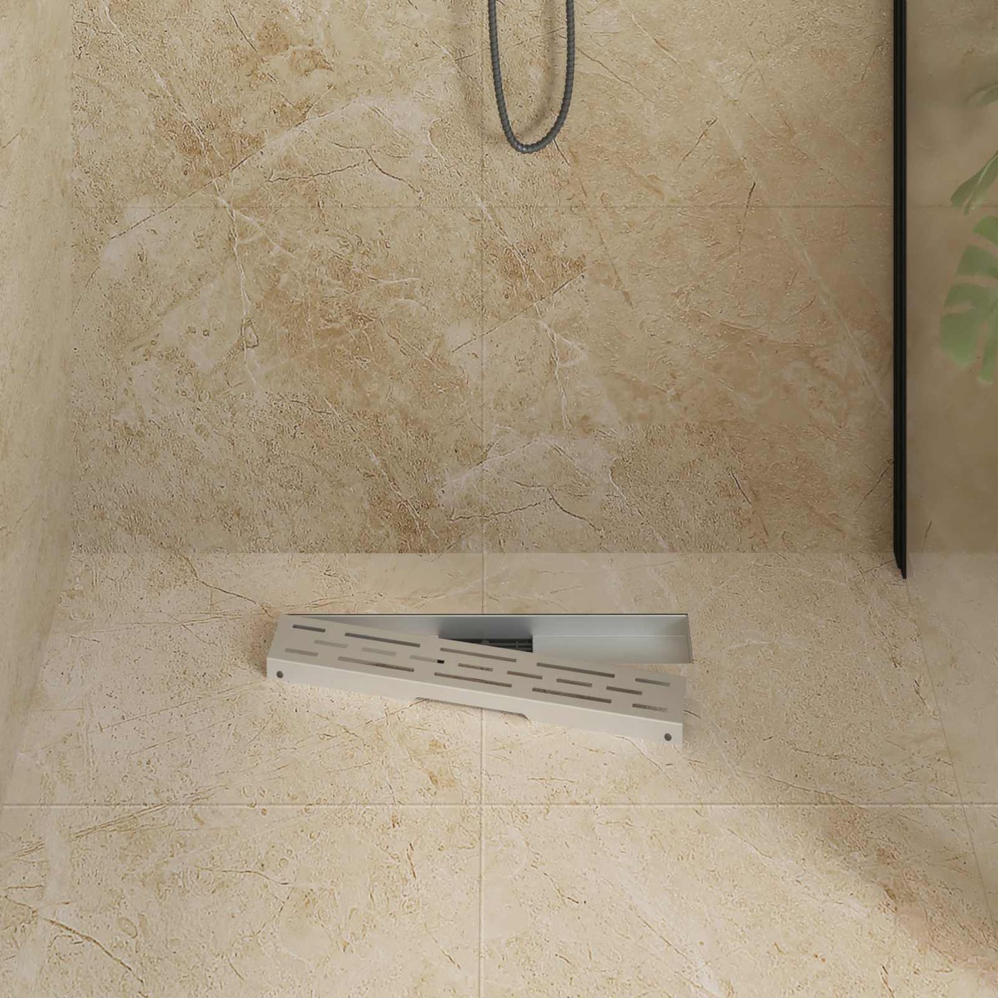 vidaXL Shower Drain with Line Design Silver 50 cm Stainless Steel 304